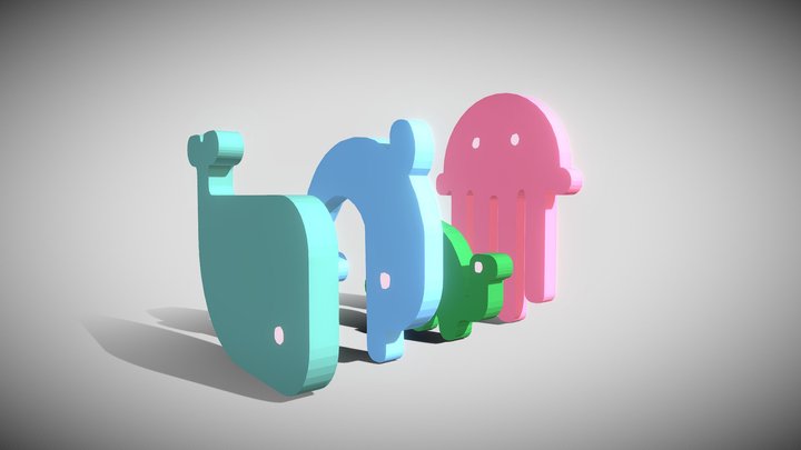 Soothing Serenity: 3D Flat Sea Animal Collection 3D Model
