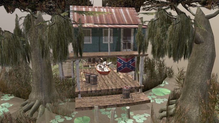 Low Poly Diorama - Old Man Jakey's Shack 3D Model