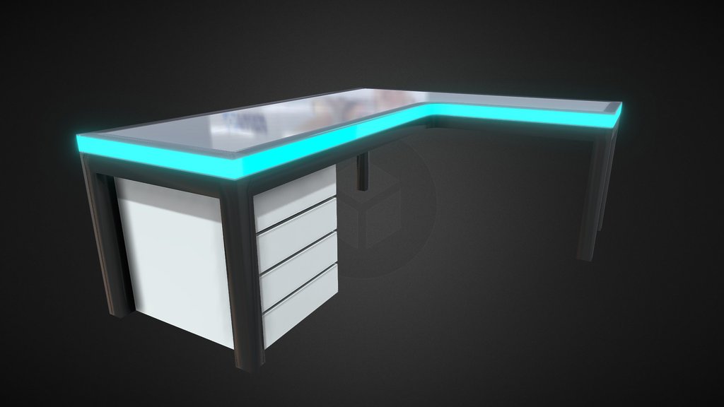 Modern PC table with LED (low poly)