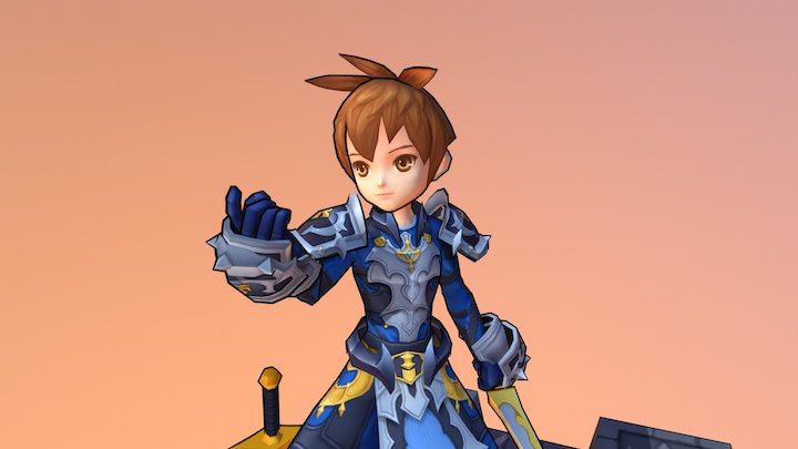 Duel Blade Boy - Outline ver 3D Model