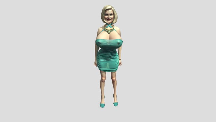 Turquoise Glamour Portrait 3D Model
