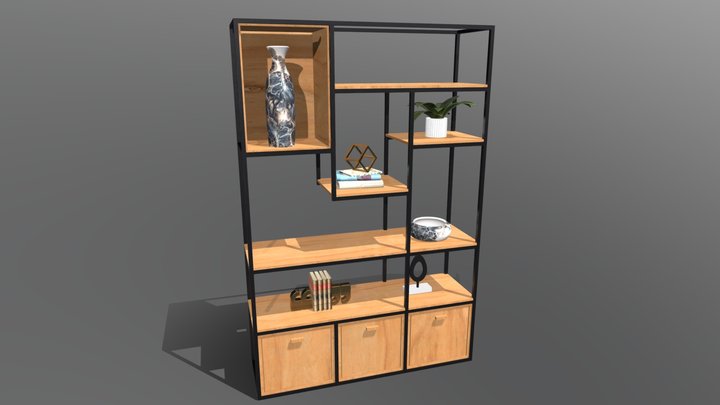 Open back bookcase 3D Model