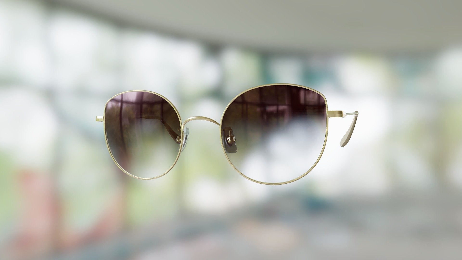 Hairline Metal Frame Cateye Sunglasses (Gold)