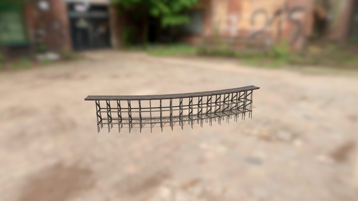 Wooden Trestle Bridge 3D Model