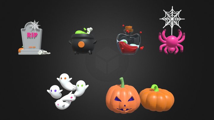 halloween icon set_2 3D Model