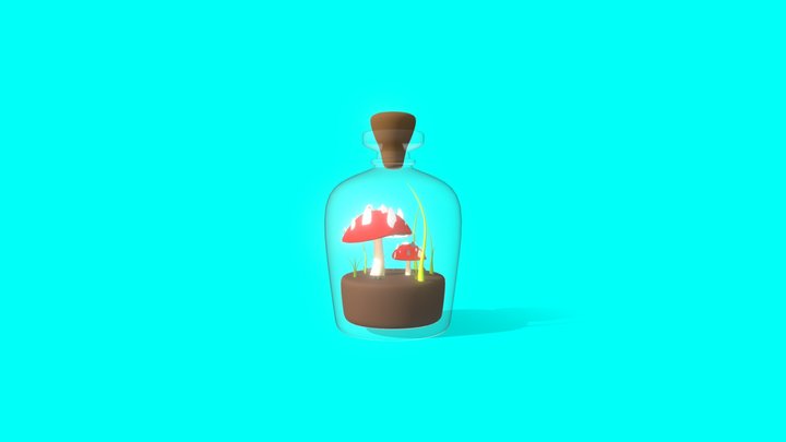 Mushroom in a Bottle 3D Model