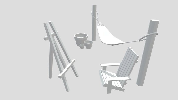 ECO HOUSE - 3 Simple props 3D Model