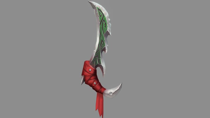 Curved Sword Handpainted 3D Model
