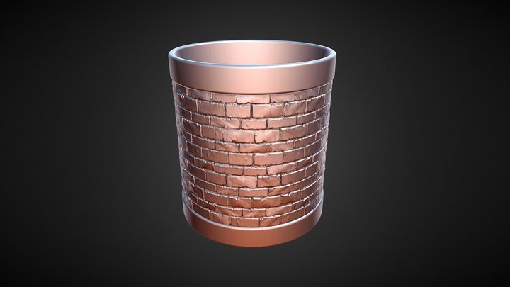 3D print ready Brick Pattern Cup Container 3D Model