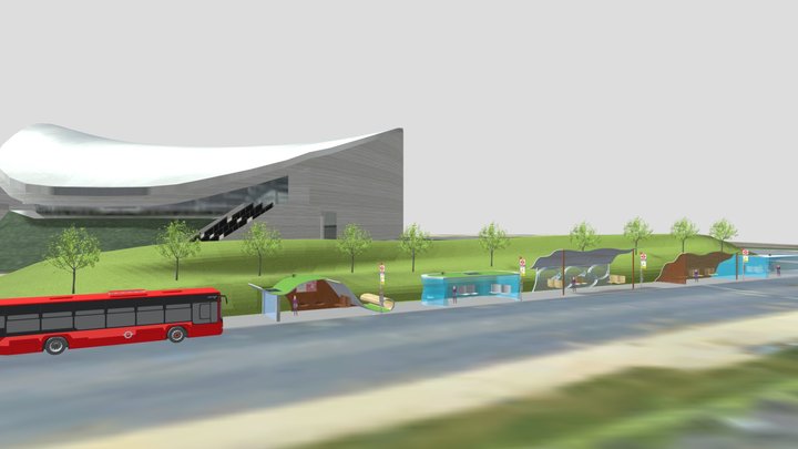 Bus Stop London Aquatics Centre_fbx V3 3D Model