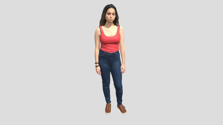 Young Woman In A Red Tank Top – Free 3D Model STL