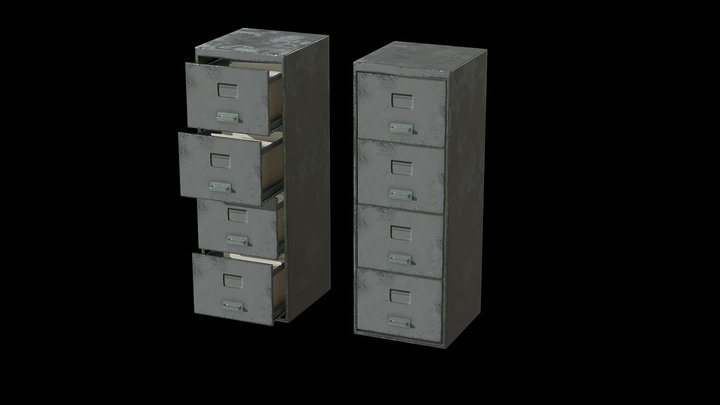 Old Filing Cabinet 3D Model