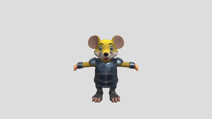 Armored cartoon mouse character 3D Model