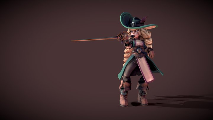 Rapier fencing girl 3D Model