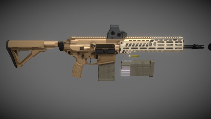 low-poly SIG MCX Spear – Modello 3D gratuito STL