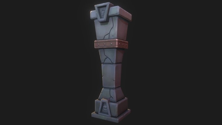 Handpainted Low Poly Pillar 3D Model