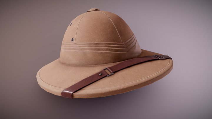 HAT - Safari Hat Helmet - PBR Game Ready 3D Model