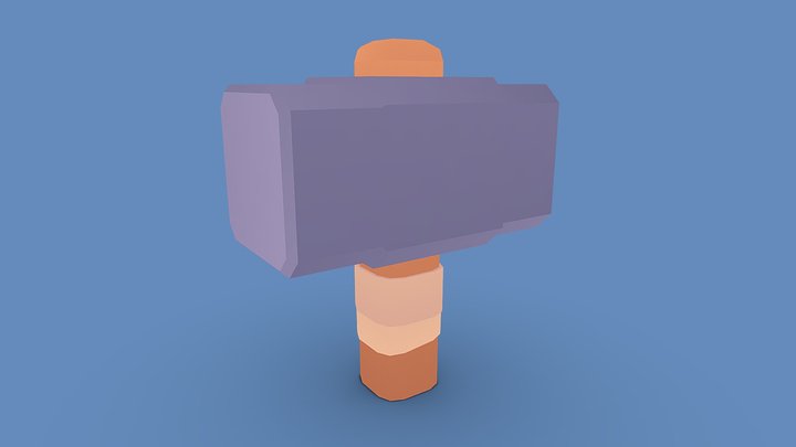 Low Poly Stylized Hammer Game Ready 3D Model