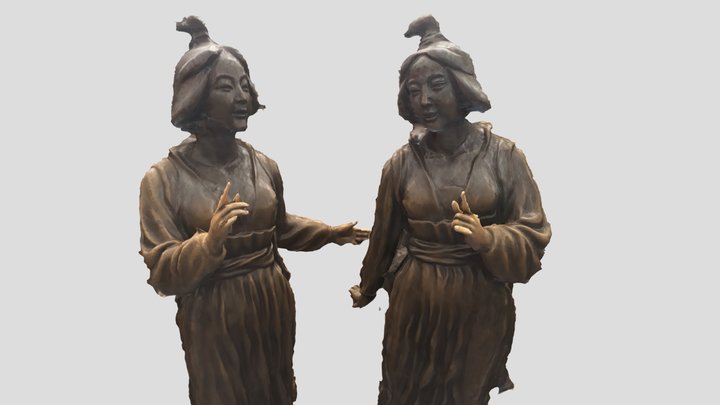 Chinese style bronze statue02 3D Model