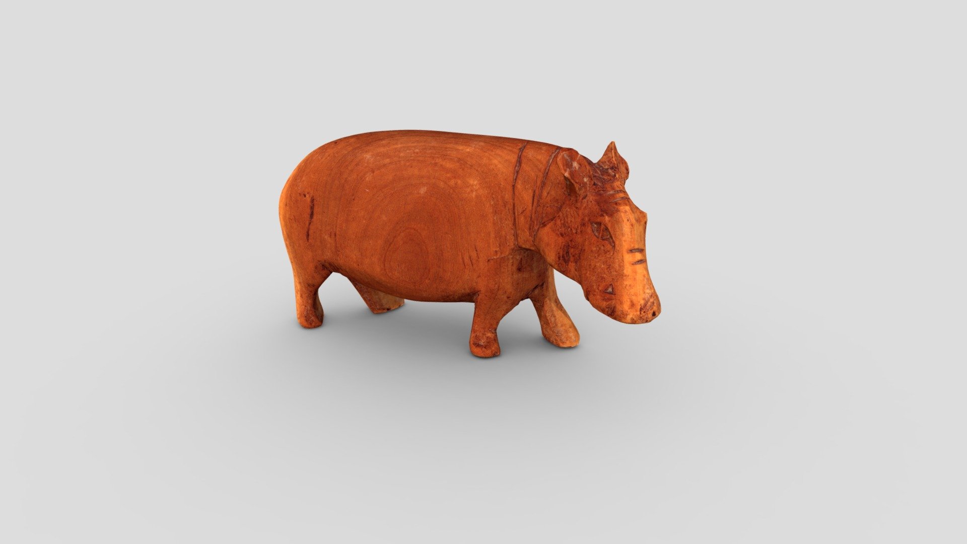 Hardwood Hippo Figurine