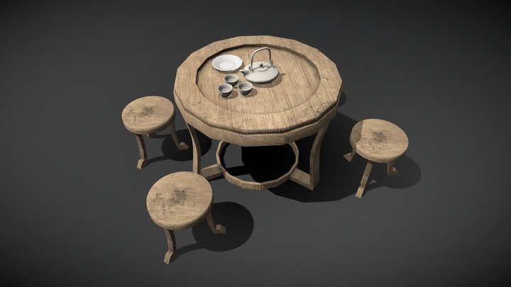 Tea Table Set 3D Model