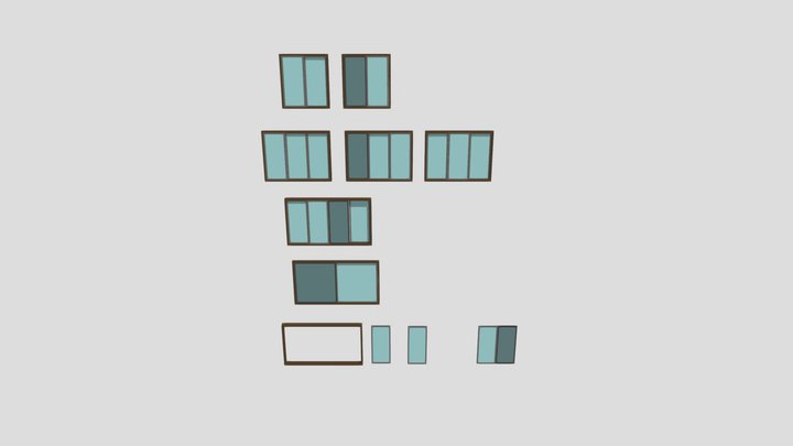 Aluminum Sliding Door_FullSetLoopAnim_v2 3D Model
