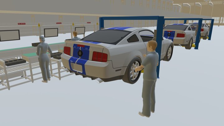 Simulation usine de voiture 3D Model