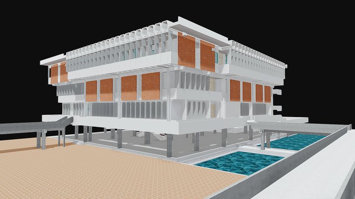 Vann Molyvann-Institute of Foreign Language 3D Model