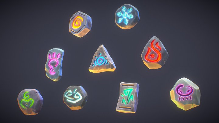 Stylized Runes Pack 3D Model