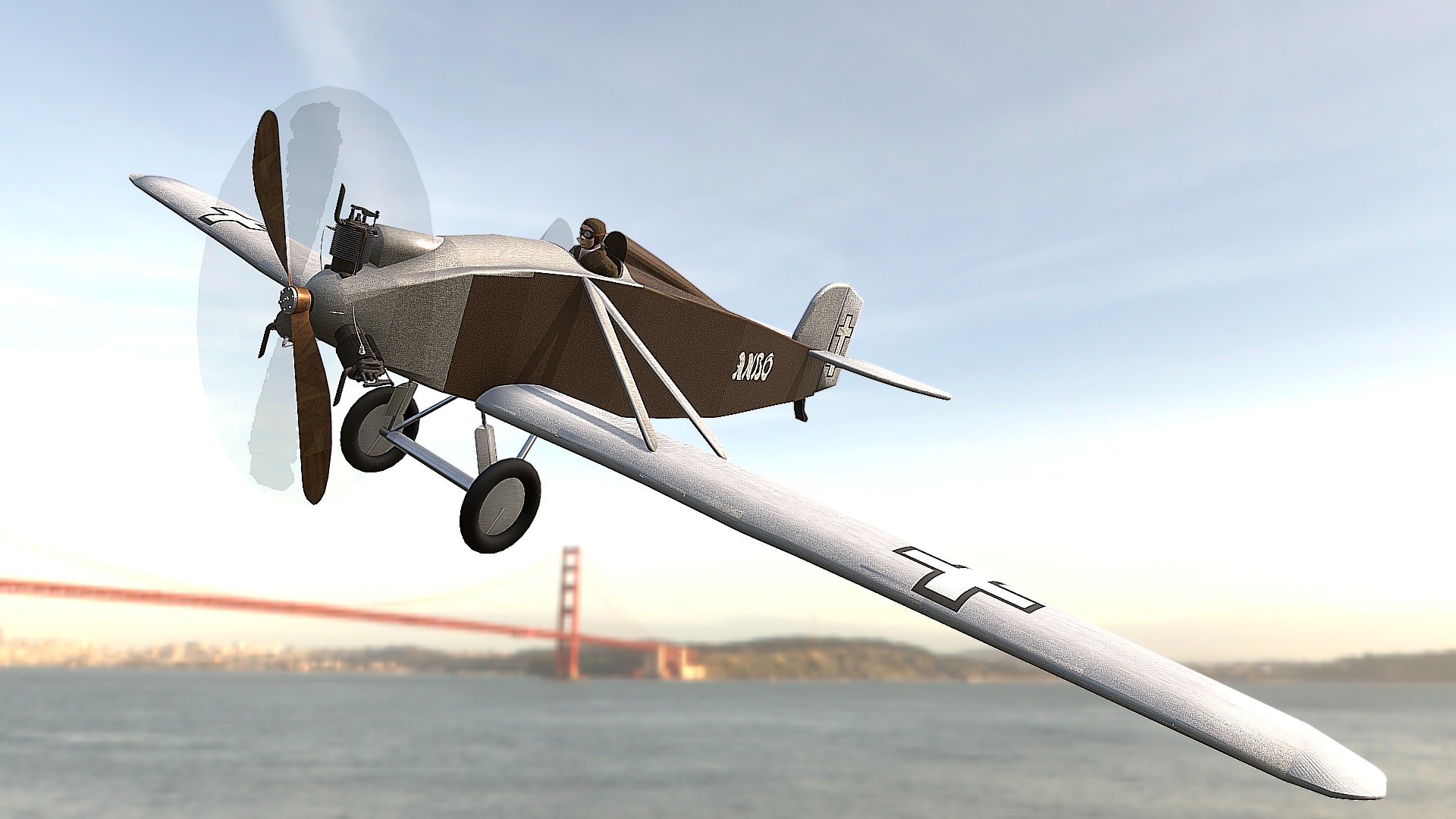 3D model Anbo 1  3D - This is a 3D model of the Anbo 1  3D. The 3D model is about a plane flying over water.