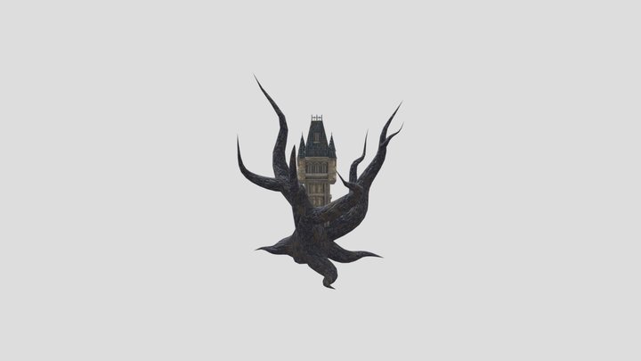 Textured Tree House (Gothic Tower) 3D Model