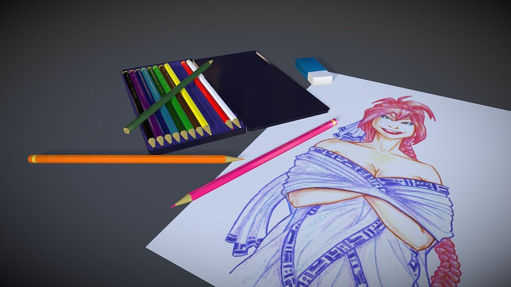 Crayons de couleur 3D model by Kyan0s 36cab15 Sketchfab
