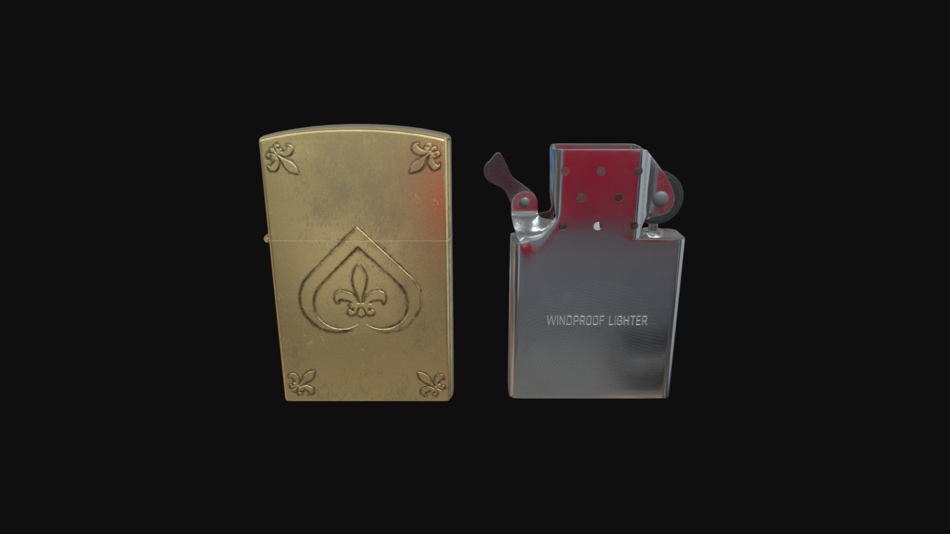 Golden Zippo - 3D model by ronidas97 [36cdb40] - Sketchfab