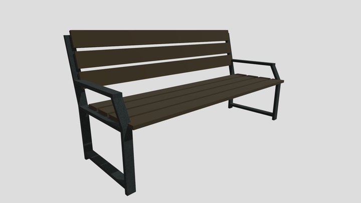 3D Wooden Park Bench Model 3D Model