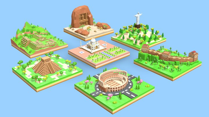 The 7 Wonders of the World 3D 3D Model