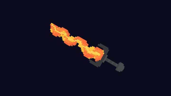 Voxel Flaming Sword 5 - 3D Lowpoly Weapons 3D Model