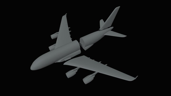 AIRBUS A-380 SCALE 1:200 PRINTABLES STL FILES 3D Model