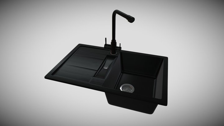 kitchen sink Presto 7850_Black metallic_Platinum 3D Model
