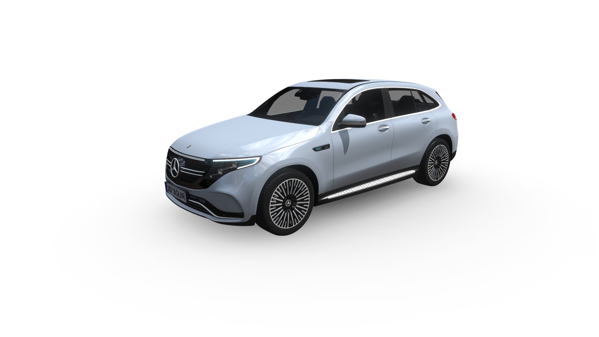 3D model Mercedes- Benz EQC AMG 2020 - This is a 3D model of the Mercedes- Benz EQC AMG 2020. The 3D model is about a silver car with a white background.