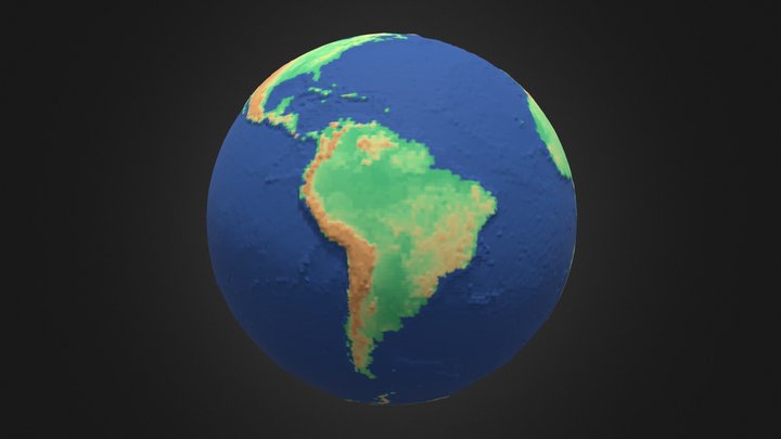 Terra com relevo gerado por dados Topográficos 3D Model