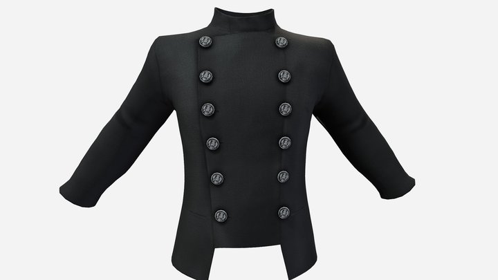 Men's Double Breasted Uniform Jacket 3D Model