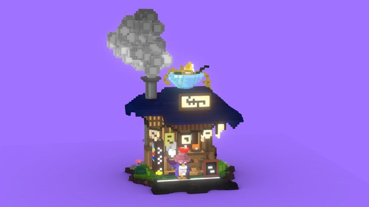 Voxel Noodle/Ramen Shop 3D Model