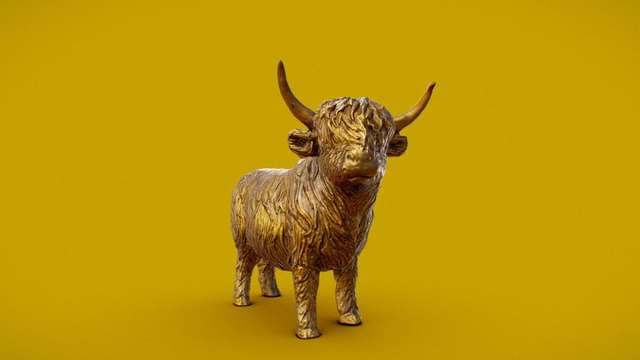 Bronze Highland Cow Statuette 3D Model