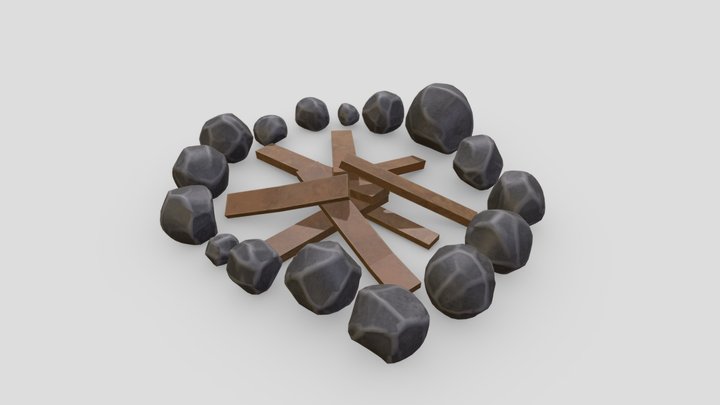 Stylized Fireplace 3D Model