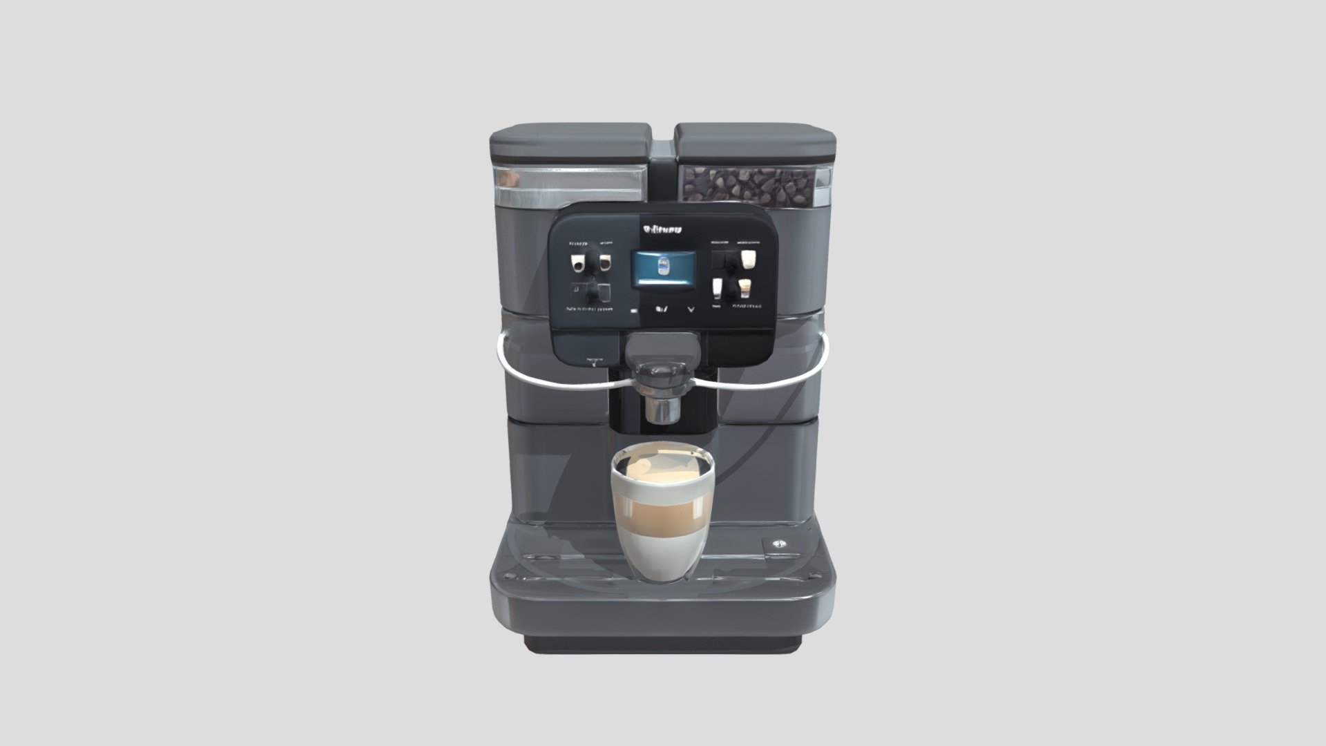 Espresso coffee machine with a cup and 2 pipe c - 3D model by ...