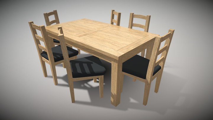 Dining table & chairs 3D Model