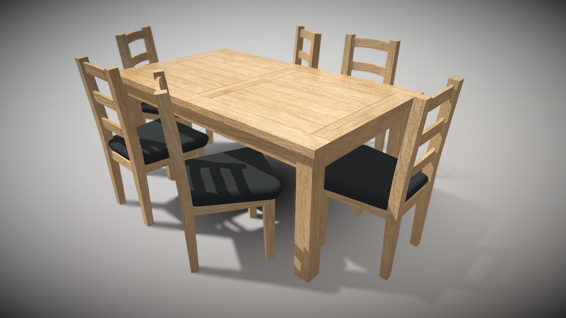 3D model Dining table & chairs - This is a 3D model of the Dining table & chairs. The 3D model is about a table with chairs around it.