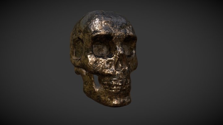Skull 2 Golded 3D Model