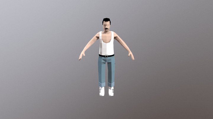 Freddie Mercury in a T-shirt 3D Model