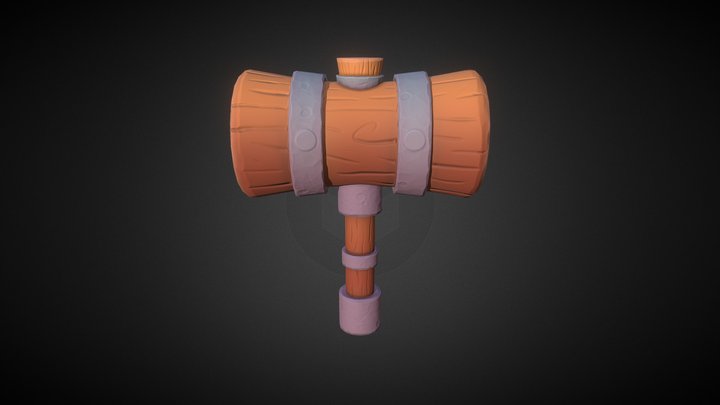 Stylized Wooden Hammer 3D Model
